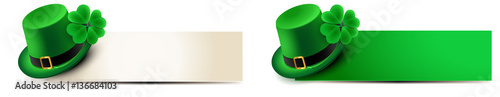 st patricks day - banner set with leprechaun hat and shamrock