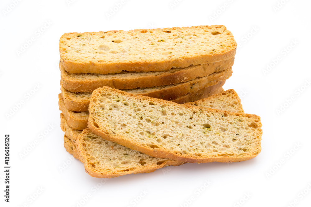 Garlic and herb bread slices. Eco food. Garlic and herb bread slices. Eco food.