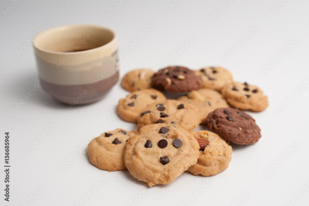Chocolate Chip Cookies isolated on white background Chocolate Chip Cookies isolated on white background