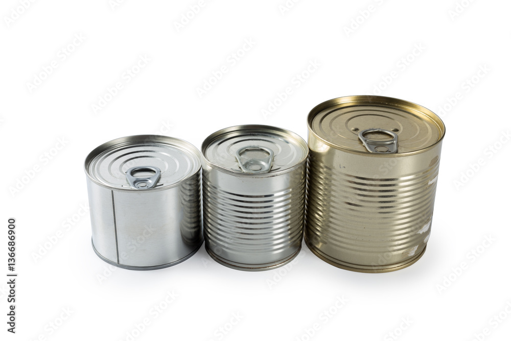 metal cans on a white background. metal cans on a white background.