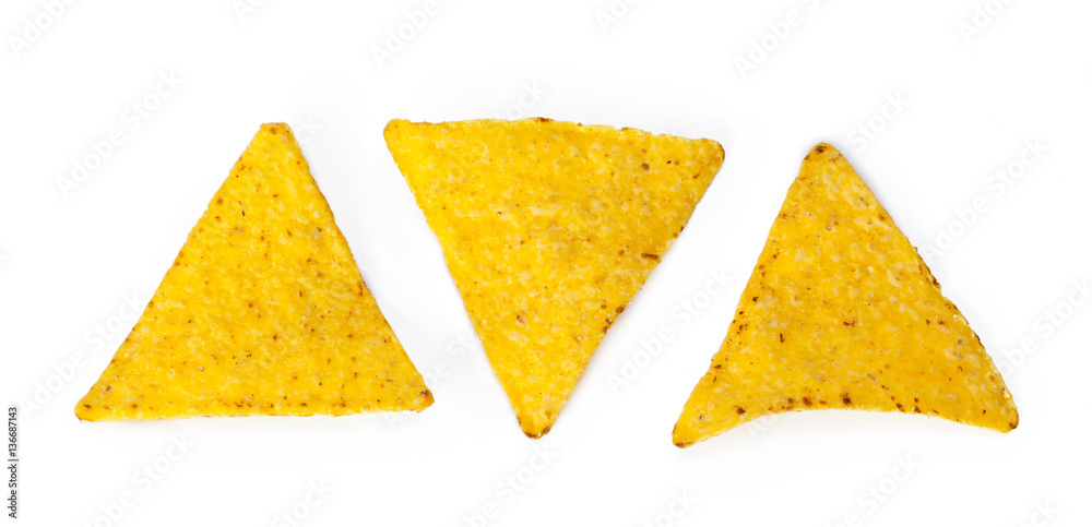 corn nachos on white background corn nachos on white background