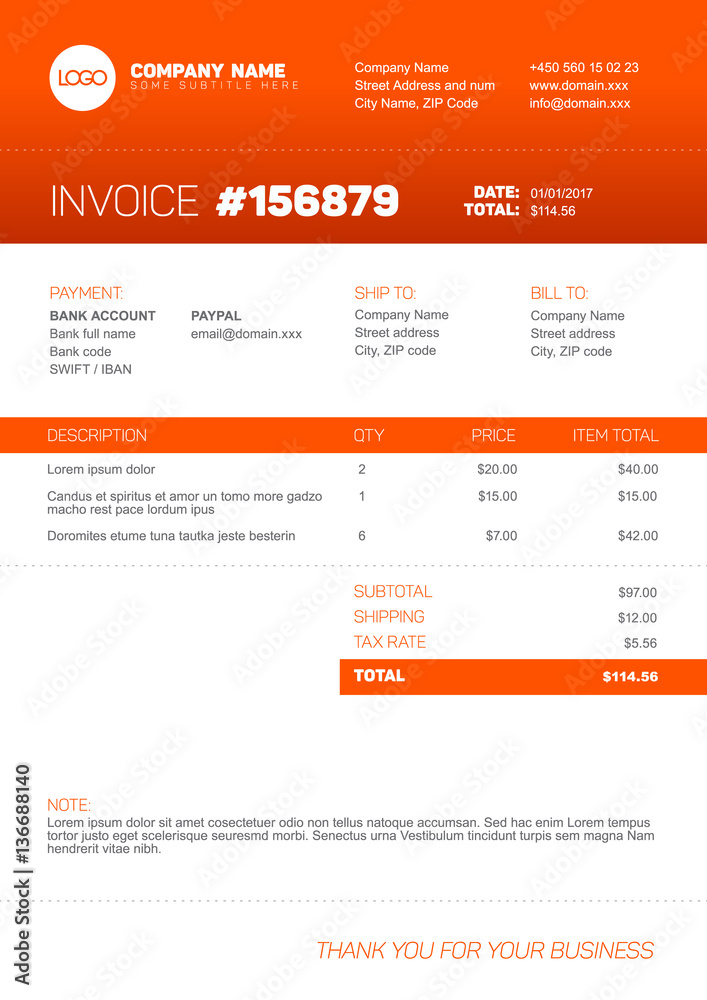 Orange invoice template
