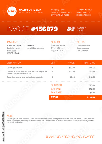 Orange invoice template