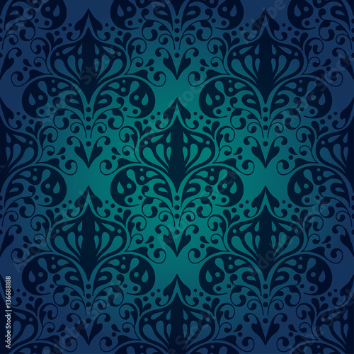 Damask vector floral pattern with arabesque and oriental element