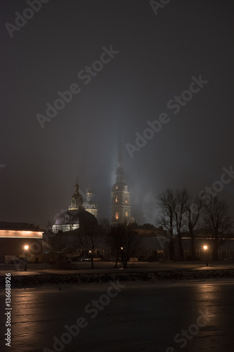 PETER AND PAUL FORTRESS IN MIST, SAINT-PETERSBURG, RUSSIA