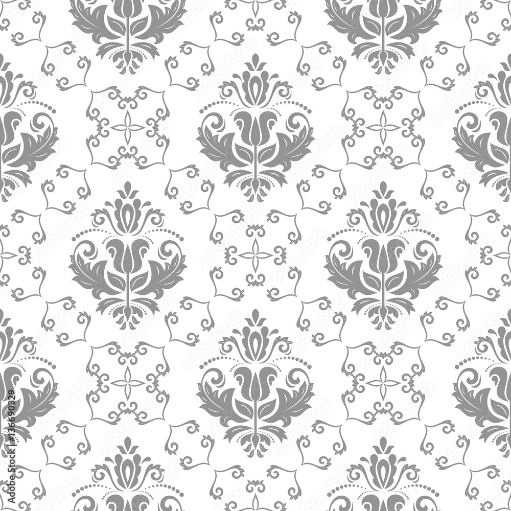 Oriental vector classic silver pattern. Seamless abstract background with repeating elements. Orient background