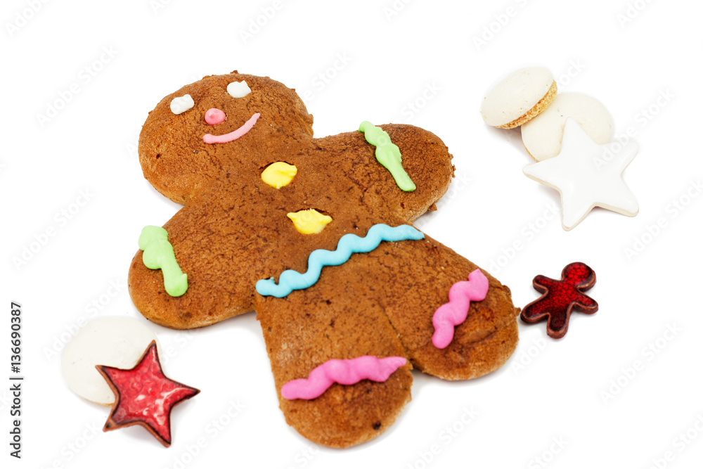 gingerbread cookie and Anise Macaroons isolated ob white gingerbread cookie and Anise Macaroons isolated ob white
