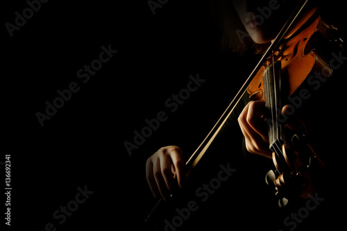Violin player violinist playing hands close up isolated