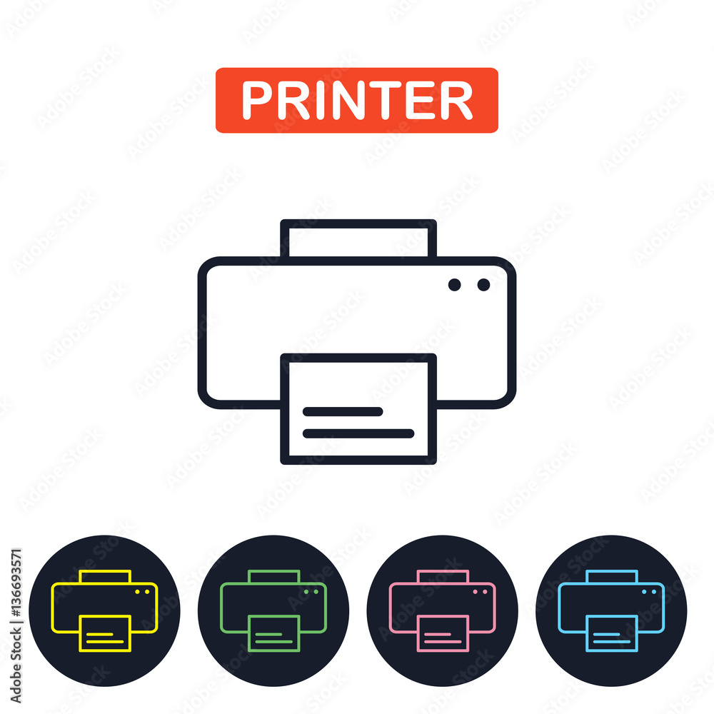 Vector printer icon. Simple thin line image for websites, web d Vector printer icon. Simple thin line image for websites, web d