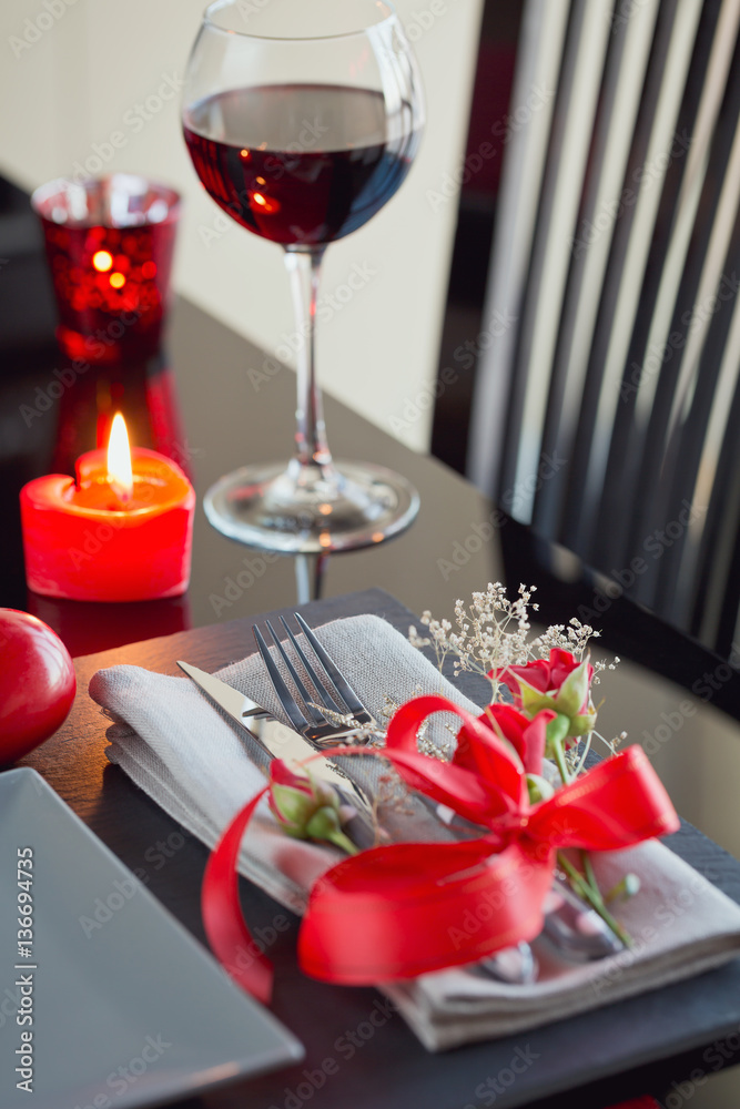 Table place setting with holidays decoration. Table place setting with holidays decoration.