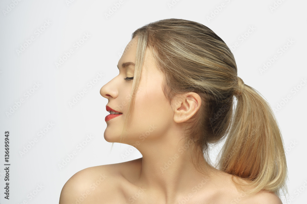 Beautiful woman with eyes closed