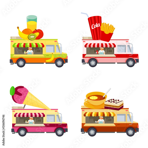 Food truck vector flat illustration