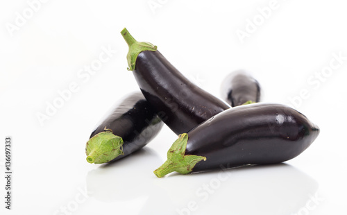 Eggplants on white background