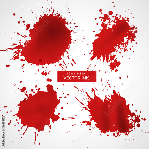 red ink splashes set