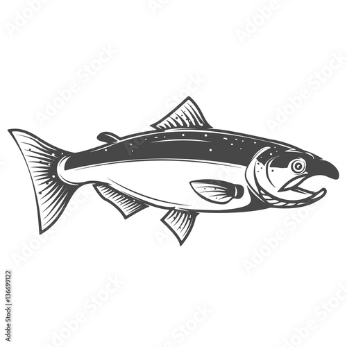 Salmon icon isolated on white background. Seafood. Design elemen