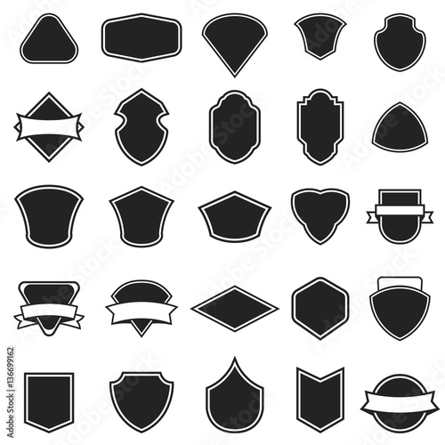 Set of the empty emblems isolated on white background. Design el