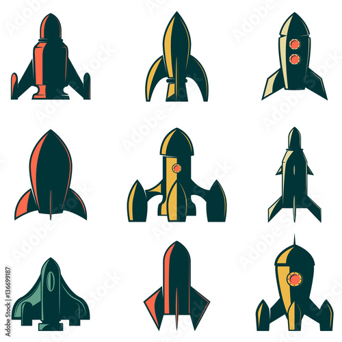 Set of the rockets icons. Design element for logo, label, emblem
