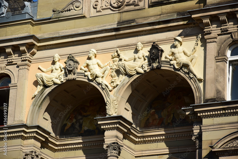 Architectural detail in the historical town of Bamberg, Bavaria, region Upper Franconia, Germany