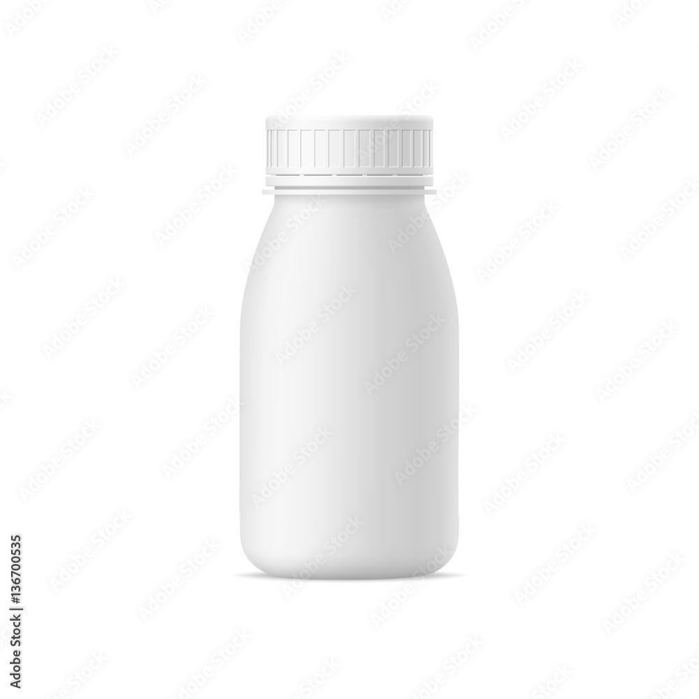 Vector realistic bottle of yogurt. Milk plastic bottle on white background Vector realistic bottle of yogurt. Milk plastic bottle on white background