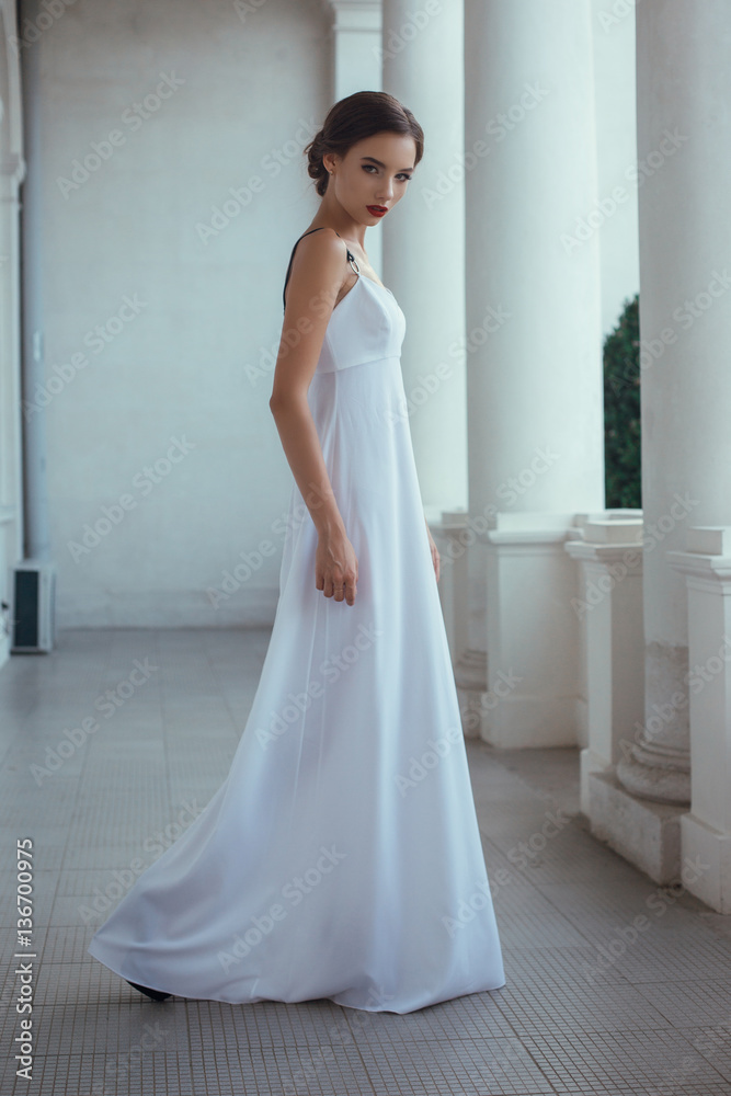 Beautiful woman posing long dress in Livadia Beautiful woman posing long dress in Livadia