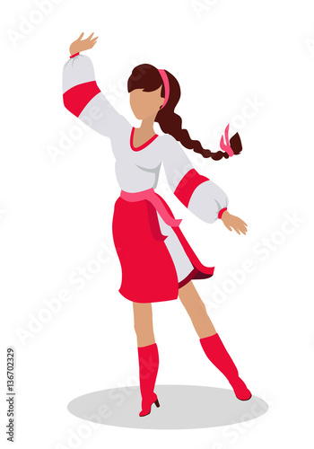 Woman in Ukrainian National Clothes Dance Vector