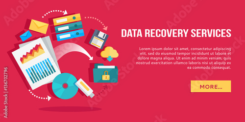 Data Recovery Services. Set of Concept Flat Icons
