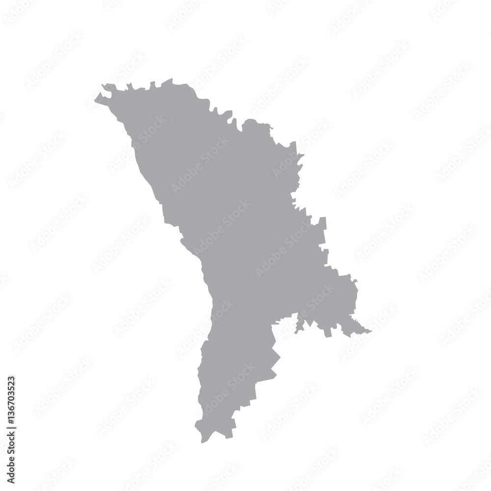 Moldova, vector map silhouette. gray on a white background.