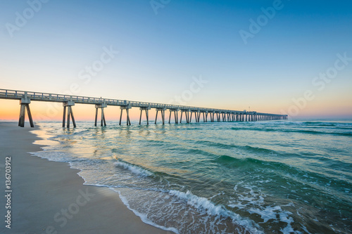 The M.B. Miller County Pier and Gulf of Mexico at sunrise, in Pa