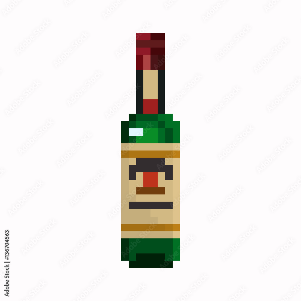 Pixel Bottle of whiskey 8-bit Pixel Bottle of whiskey 8-bit