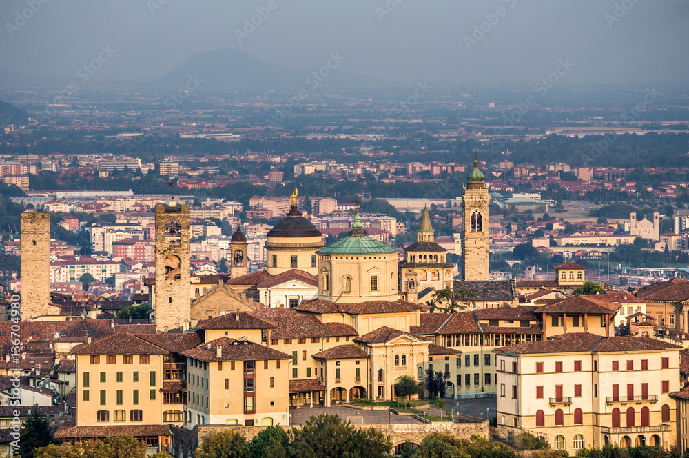 Beautiful view at buildings in Bergamo, Italy.