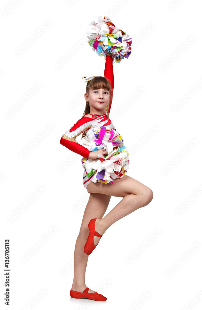 cheerleading girl with pompoms cheerleading girl with pompoms