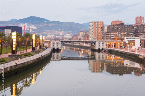 sunrise at bilbao riverbank, Spain