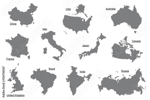 Vector set of gray countries