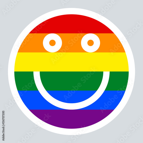 LGBT Rainbow Flag Smiling Face Smiley Icon