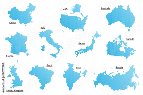 Vector set of blue countries