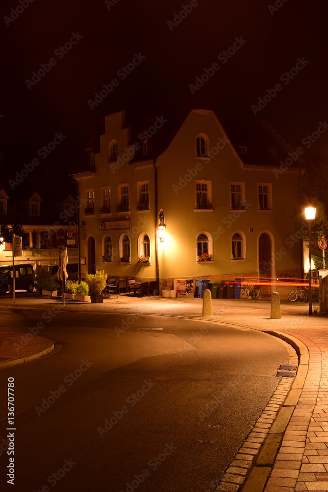 Fototapeta premium Bamberg, Germany – Night view in the historical town of Bamberg, Bavaria, region Upper Franconia, Germany
