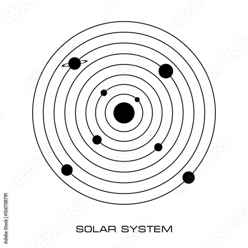 Vector Solar System with planets