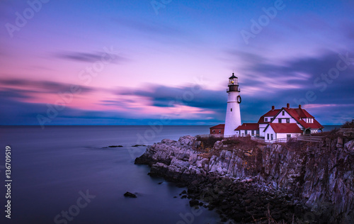 Portland Head Lighthouse with long exposure photo