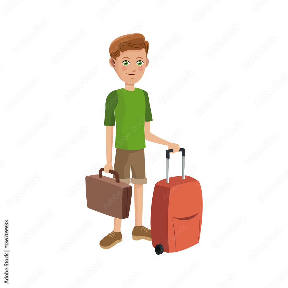 man with suitcases over white background. colorful design. people traveling concept. vector illustration man with suitcases over white background. colorful design. people traveling concept. vector illustration