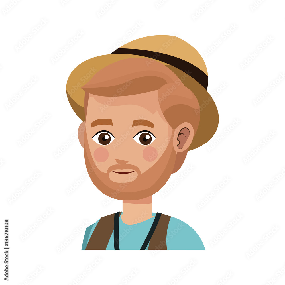 man wearing a hat over white background. colorful design. vector illustration man wearing a hat over white background. colorful design. vector illustration