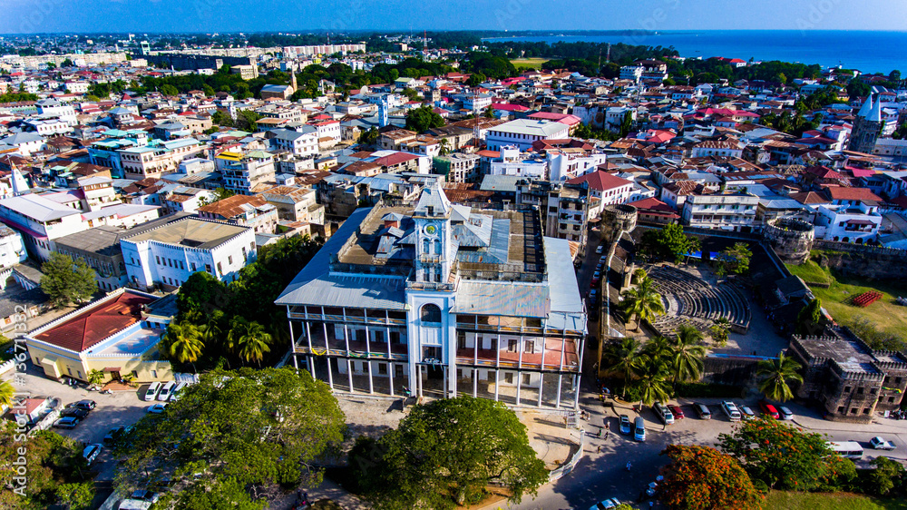 Obraz premium Каменный город остров Занзибар, вид с воздуха.