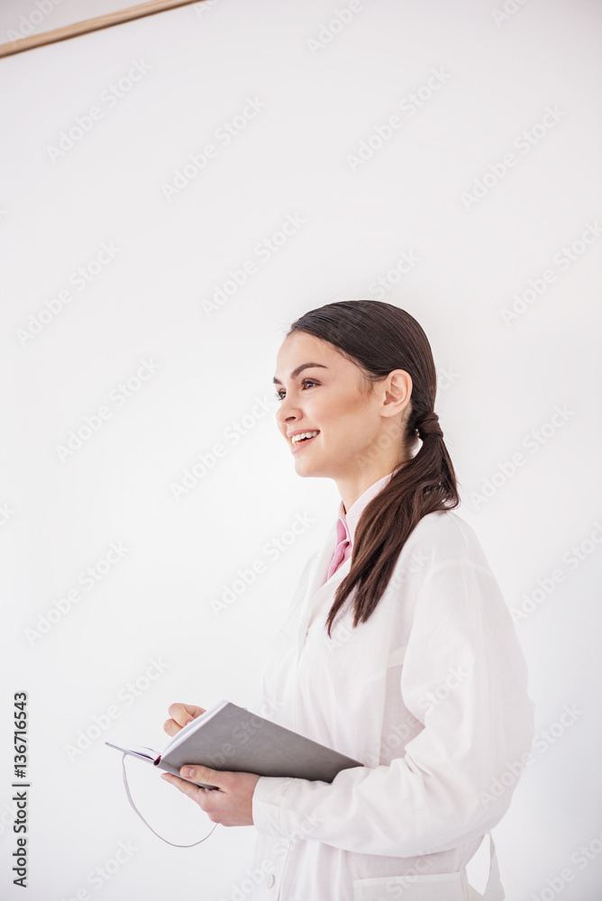 Outgoing therapeutic talking to colleagues in clinic Outgoing therapeutic talking to colleagues in clinic