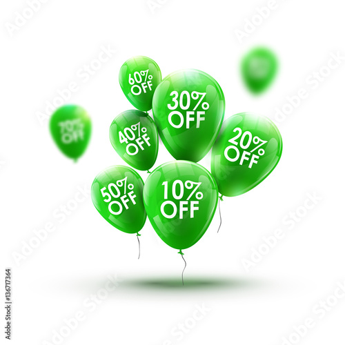 Schilderij op canvas Green balloons market advertisment sale concept