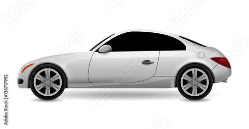 Vector automobile coupe isolated profile side view. Luxury modern sedan transport auto car. Side view car design illustration