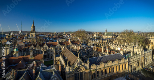 Cityscape of Oxford, a city in South East England, county town of Oxfordshire. Panoramic view of Oxford city.