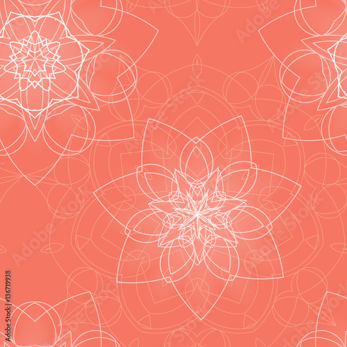 Pink seamless pattern with floral mandala