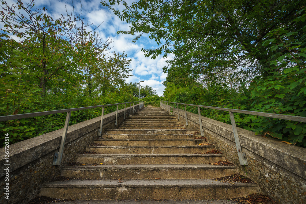Obraz premium View from the bottom of the stairs outdoor