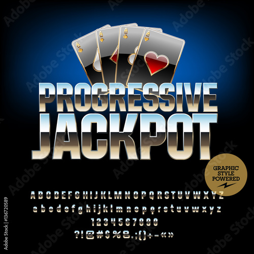 Vector casino emblem Progressive jackpot. Set of letters, numbers and symbols. Contains graphic style