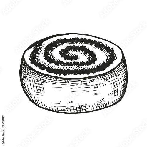 round bun with poppy sketch vector illustration