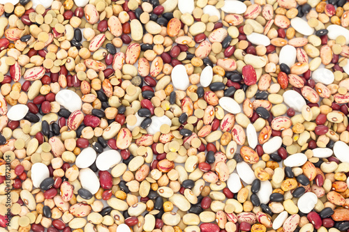 Multicolored mixed dried beans background